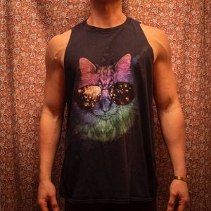 Cool Sunglasses Cat Vintage Muscle Tee Tank Top